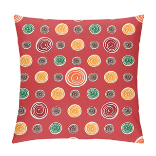 Personality  Red Flower Yellow Green Circles On Red Seamless Pattern Backgrou Pillow Covers