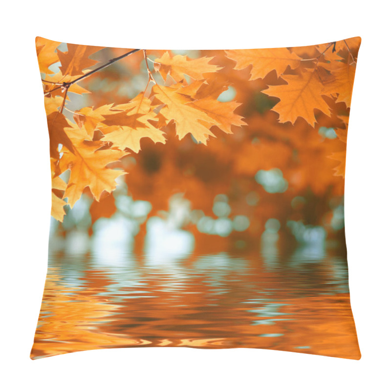 Personality  Red autumn leaves reflecting in the water pillow covers