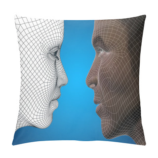 Personality  Male And Female Heads Pillow Covers