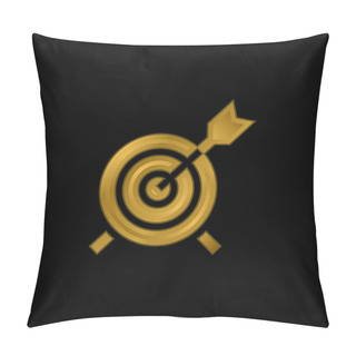 Personality  Arrow Gold Plated Metalic Icon Or Logo Vector Pillow Covers