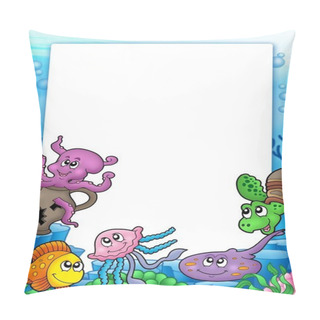 Personality  Frame With Various Marine Animals Pillow Covers