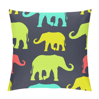 Personality  Seamless Pattern With Colorful Silhouette Elephants Pillow Covers