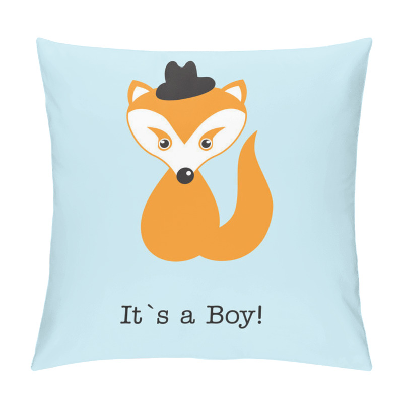 Personality  Baby Boy Fox Arrival Announcement Birth Card. Pillow Covers