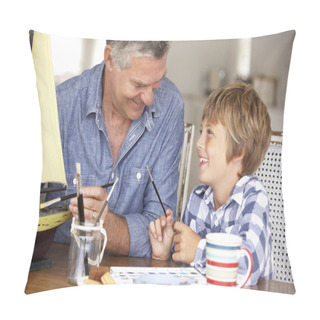 Personality  Senior Man Model Making With Grandson Pillow Covers