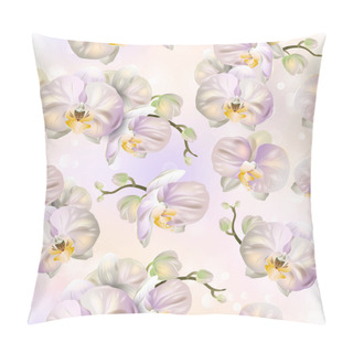 Personality  Vector Botanical Seamless Pattern With Orchid Flowers. Modern Floral Pattern For Natural Health Care Products, Textile, Wallpaper, Print, Gift Wrap, Greeting Or Wedding Background. Pillow Covers