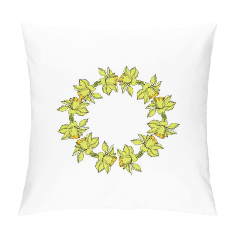 Personality  Vector Narcissus Floral Botanical Flowers. Black And White Engra Pillow Covers