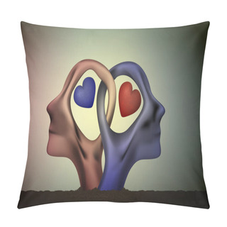 Personality  Marriage Icon, People Head In Love, Blue Man And Red Woman Heads In Love, Surrealistic Romantic Dream, Together Forever, Pillow Covers