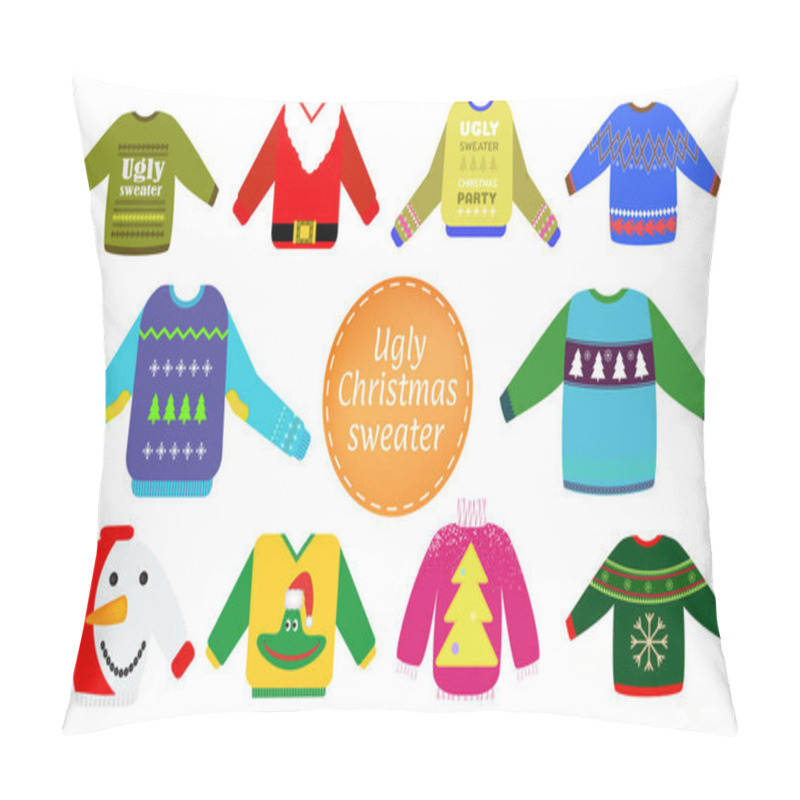 Personality  Ugly Christmas sweaters vector set pillow covers