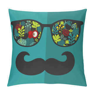 Personality  Retro Sunglasses With Reflection For Hipster. Pillow Covers