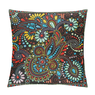 Personality  Traditional Art Point Painting On Black Background Pillow Covers