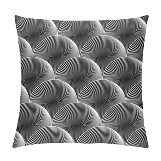 Personality  Design Seamless Monochrome Volumetric Sphere Geometric Lines Pat Pillow Covers