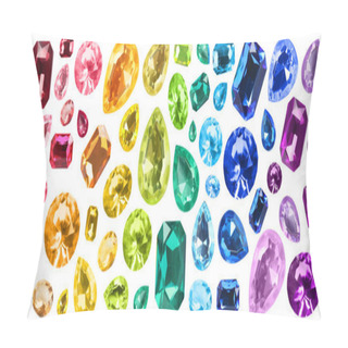 Personality  Set Of Bright Gemstones Isolated On White. Banner Design Pillow Covers