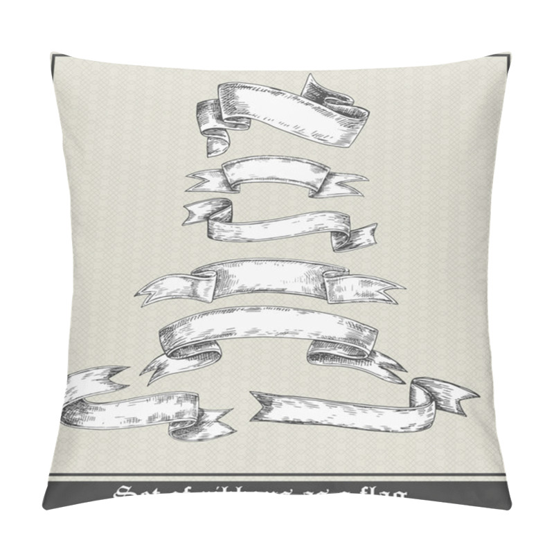 Personality  Set of ribbons as a flag. Vector illustration in retro style pillow covers