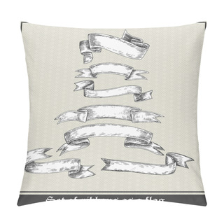Personality  Set Of Ribbons As A Flag. Vector Illustration In Retro Style Pillow Covers