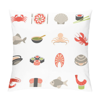 Personality  Seafood Icons Set Flat Pillow Covers