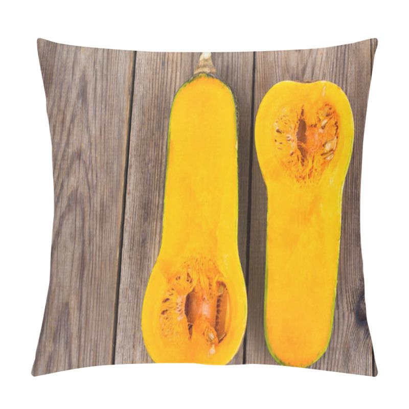 Personality  Sliced Pumpkin On Wooden Table Pillow Covers
