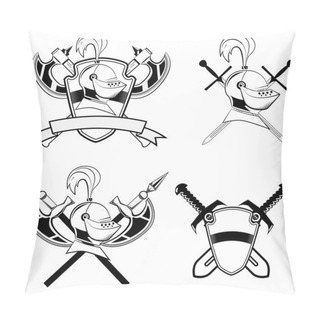 Personality  Knight's Helmet, Shield And Swords And Battle-ax. Pillow Covers