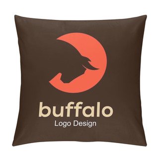 Personality  Buffalo Logo Design Template Pillow Covers