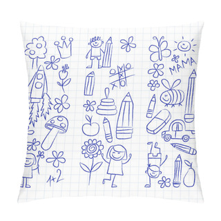 Personality  Kindergarten Doodle Pictures On Notepad Paper Pillow Covers