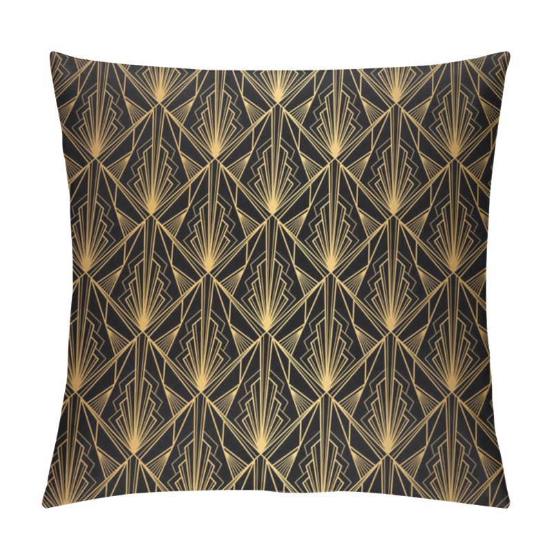 Personality  Art Deco Pattern. Seamless black and gold background pillow covers