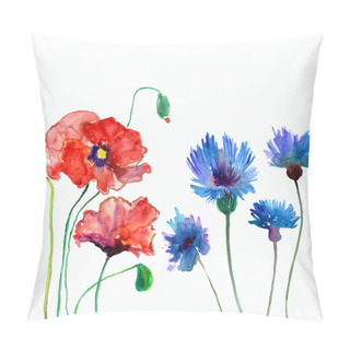 Personality  Watercolor Background With Flowers Pillow Covers