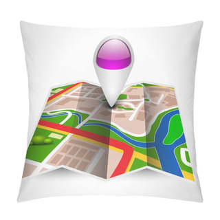 Personality  Navigation Map Or Route Map With Pointer On Grey Background. EPS Pillow Covers