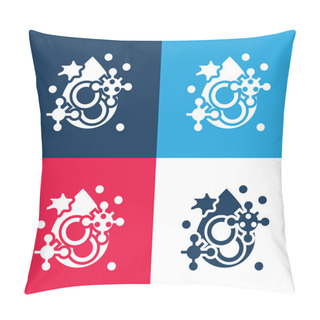 Personality  Blood Blue And Red Four Color Minimal Icon Set Pillow Covers