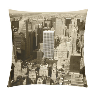 Personality  New York City, Manhattan Skyline Aerial Panorama View With Skyscrapers. Black And White Pillow Covers