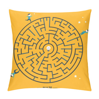 Personality  Creative Circular Maze With Bulb And Businessman  Pillow Covers