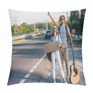 Personality  Couple Hitchhiking Together Pillow Covers