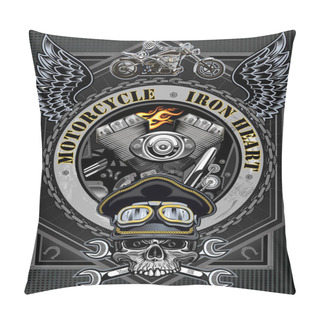 Personality  Illustration Of Vintage Motorcycle Label Pillow Covers