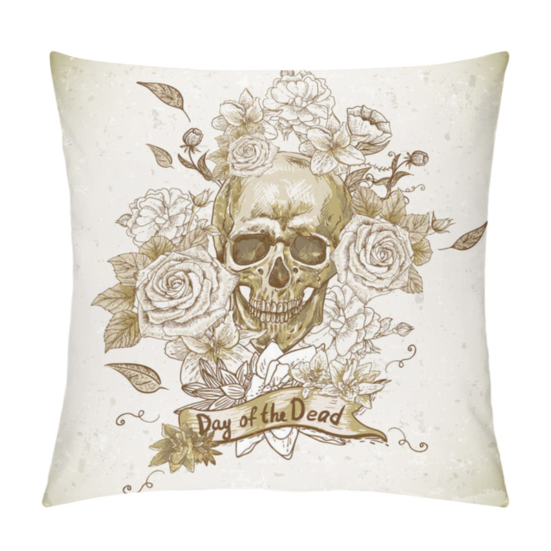 Personality  Skull With Roses Day Of The Dead Pillow Covers