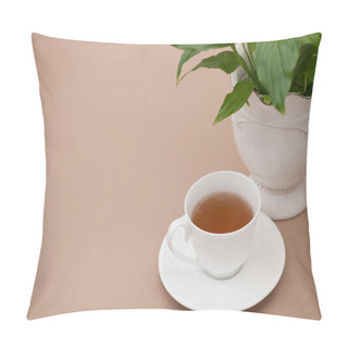 Personality  Cup Of Tea In A Saucer And A Flower Pillow Covers