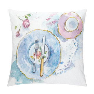 Personality  Watercolor Table Setting Pillow Covers