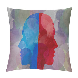 Personality  Schizophrenia And Split Personality Disorder And Mental Health Psychiatric Disease Concept In A 3d Illustration Style. Pillow Covers