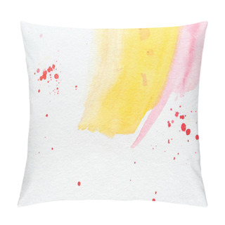 Personality  Abstract Background With Yellow And Pink Watercolor Strokes With Red Splatters Pillow Covers