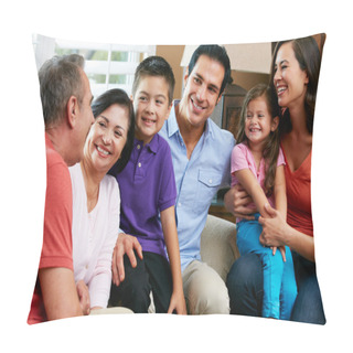 Personality  Multi Generation Family Relaxing At Home Together Pillow Covers