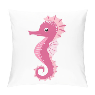 Personality  Seahorse, Scandinavian Style Hippocampus, Hand Drawn, Beautiful Detailed Pink Pillow Covers
