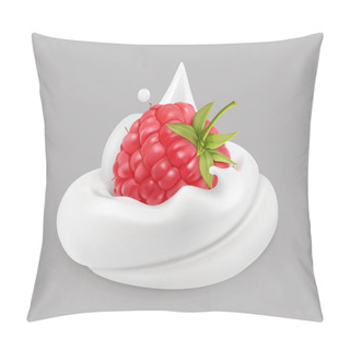 Personality  Whipped Cream And Raspberries, Vector Icon Pillow Covers