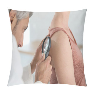 Personality  Dermatologist Looking At Woman's Mole Pillow Covers