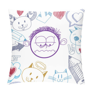 Personality  Hand Drawn Cartoon Sad Boy. Pillow Covers