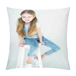 Personality  Girl Sitting On Chair Pillow Covers