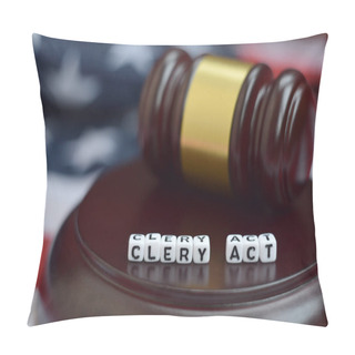 Personality  Justice Mallet And Clery Act Characters Close Up With US Flag On Background Pillow Covers