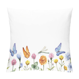 Personality  Watercolor Wild Flowers. Summer Background Pillow Covers