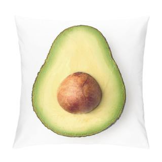 Personality  Half Of Fresh Ripe Avocado Isolated On White Background, Top View Pillow Covers