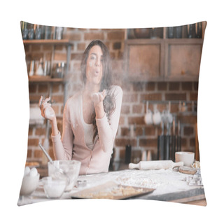 Personality  Young Woman In Flour Pillow Covers