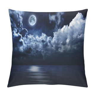 Personality  Full Moon In Night Sky Over Water Pillow Covers
