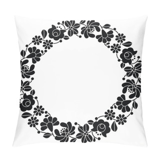 Personality  Kalocsai Black Embroidery In Circle - Hungarian Floral Folk Pattern Pillow Covers