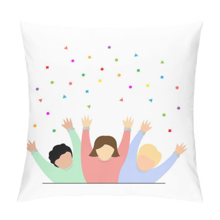 Personality  Illustration Of Three People Celebrating A Party Pillow Covers