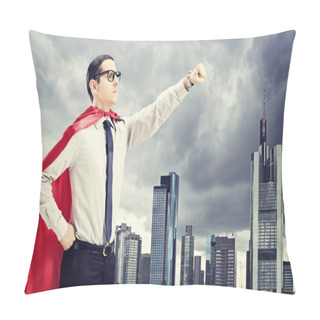 Personality  Superhero In Front Of Dark City Pillow Covers